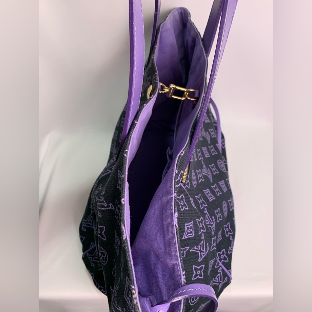 Louis Vuitton Limited Edition Purple Navy Canvas Cabas Ipanema GM Bag W Pouch - Picture 10 of 16